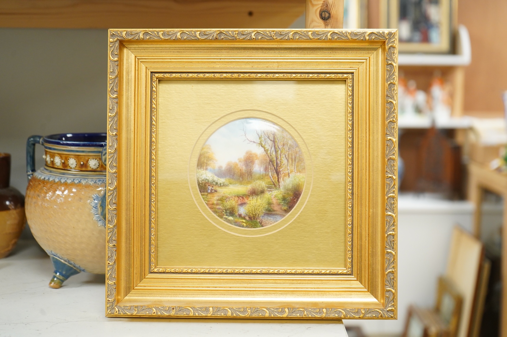 20th century, Dutch school, Beach scene, windmill and riverscape, set of three oils on board, ornate gilt framed, 16 x 22cm